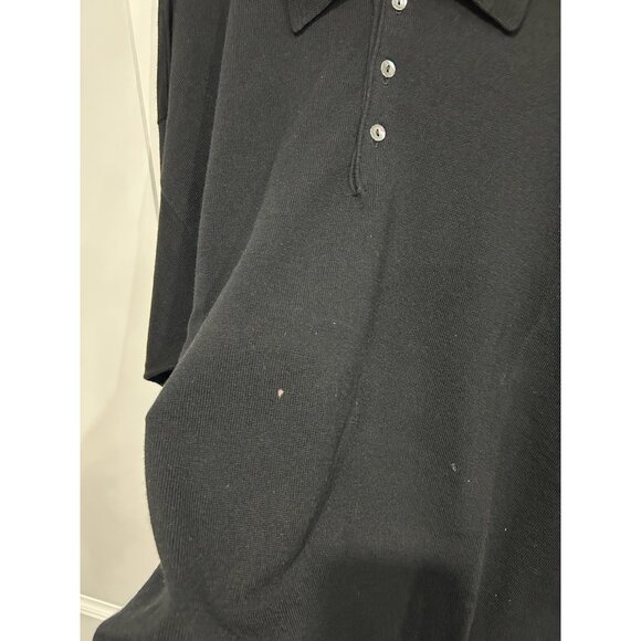 Neiman Marcus Mens Black Merino Wool Polo Sweater L Made In Scotland - Picture 5 of 9